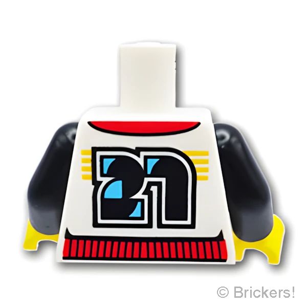 LEGOR パーツ 6448303 トルソー - シルバーのジッパーに背中模様に黒の数字23：[White / ホワイト] 973pb5304c01-001 の商品ページ｜レゴRパーツ バラ売りのブリッカーズ