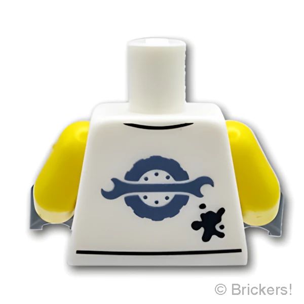 LEGOR パーツ 6532702 トルソー - オイルがはねたシャツ：[White / ホワイト] 973pb5995c01-001 の商品ページ｜レゴRパーツ バラ売りのブリッカーズ