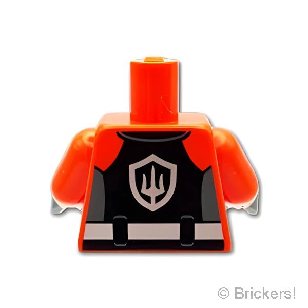 LEGOR パーツ - トルソー - ウェットスーツ背面にトライデントバッジロゴ：[Reddish Orange / レディッシュオレンジ ] 973pb6032-402 の商品ページ｜レゴRパーツ バラ売りのブリッカーズ