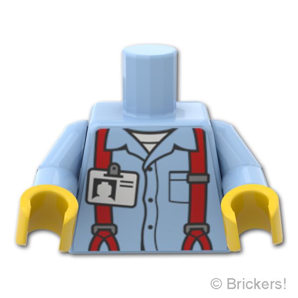 LEGO® パーツ 6546613 トルソー - IDバッジと赤いサスペンダー：[Bt,Lt Blue / ブライトライトブルー] 973pb6159c01-212 