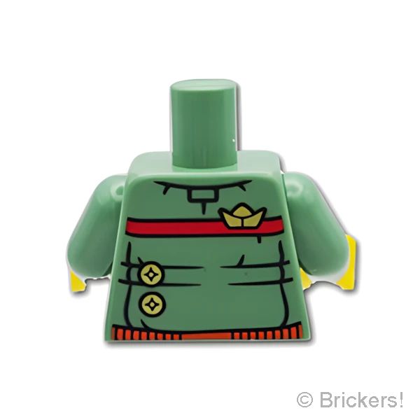 LEGOR パーツ - トルソー - ゴールドポケットにピンが付いたセーター：[Sand Green / サンドグリーン] 973pb6523c01-151 の商品ページ｜レゴRパーツ バラ売りのブリッカーズ