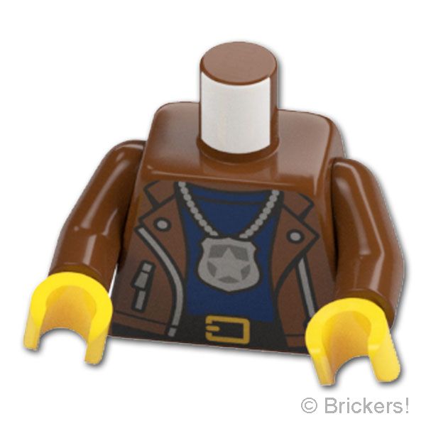 LEGO® パーツ 6602341 トルソー - ライダースジャケットとポリスバッジ：[Reddish Brown / ブラウン] 973pb6548c01-192 