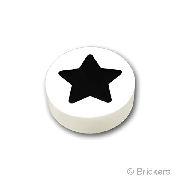 LEGOR パーツ 6433501 ラウンド タイル 1 x 1 - ブラックスター：[White / ホワイト] 98138pb363-001 の商品ページ｜レゴRパーツ バラ売りのブリッカーズ