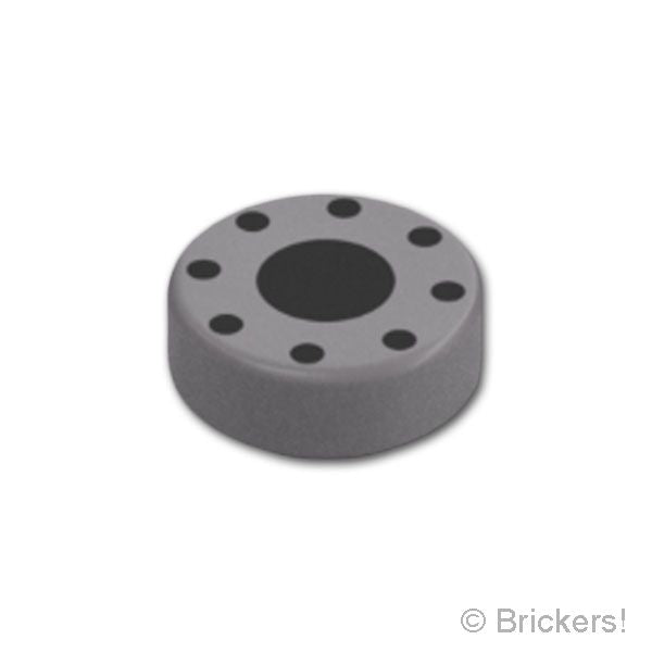 LEGO® パーツ 6551965 タイル ラウンド 1 x 1 - ブラックセンターサークルと8ドット：[Flat Silver / フラットシルバー] 98138pb459-179 
