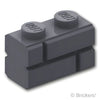 ブロック 1 x 2 - レンガ：[Dark Bluish Gray / ダークグレー]