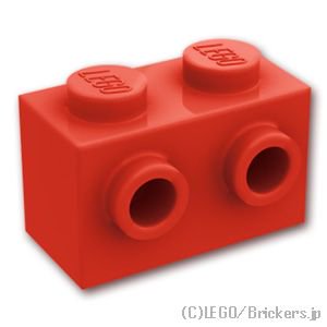 ブロック 1 x 2 - 1面スタッド：[Red / レッド]