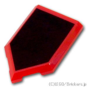 タイル 2 x 3 五角形 - ブラックペンタゴン：[Red / レッド]