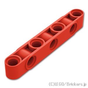 テクニック リフトアーム 1 x 7 - 垂直3穴：[Red / レッド]