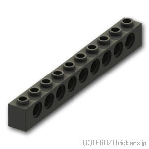 テクニック ブロック 1 x 10 - ピン穴9：[Black / ブラック]