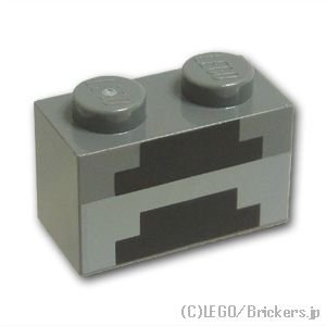 ブロック 1 x 2 - ピクセル フォージ マインクラフト：[Dark Bluish Gray / ダークグレー]