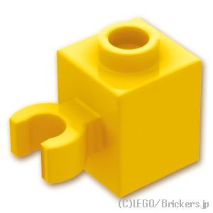 ブロック 1 x 1 - 垂直クリップ：[Yellow / イエロー]