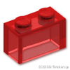 ブロック 1 x 2 - ボトムチューブ無し：[Tr,Red / トランスレッド]