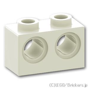 テクニック ブロック 1 x 2 - ピン穴2：[White / ホワイト]