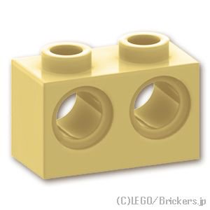 テクニック ブロック 1 x 2 - ピン穴2：[Tan / タン]