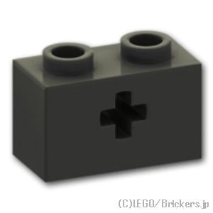 テクニック ブロック 1 x 2 - 十字軸穴：[Black / ブラック]