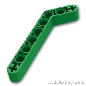 テクニック リフトアーム 1 x 9 - ベント(7 - 3)：[Green / グリーン]