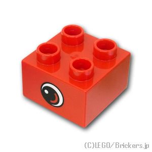 デュプロ ブロック 2 x 2 カーブハイライトスモールアイ パターン(両面)：[Red / レッド]