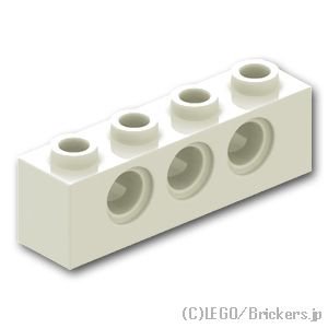 テクニック ブロック 1 x 4 - ピン穴3：[White / ホワイト]