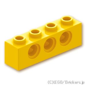 テクニック ブロック 1 x 4 - ピン穴3：[Yellow / イエロー]