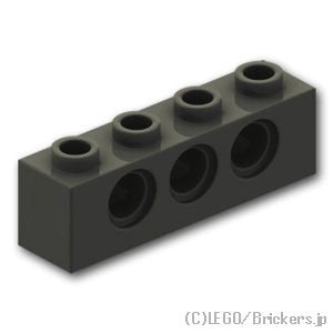 テクニック ブロック 1 x 4 - ピン穴3：[Black / ブラック]