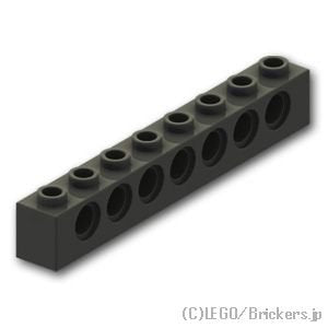 テクニック ブロック 1 x 8 - ピン穴7：[Black / ブラック]