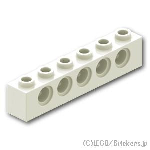 テクニック ブロック 1 x 6 - ピン穴5：[White / ホワイト]
