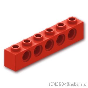 テクニック ブロック 1 x 6 - ピン穴5：[Red / レッド]
