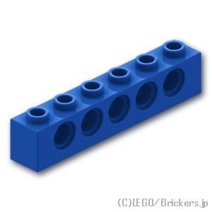 テクニック ブロック 1 x 6 - ピン穴5：[Blue / ブルー]
