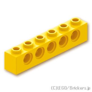 テクニック ブロック 1 x 6 - ピン穴5：[Yellow / イエロー]