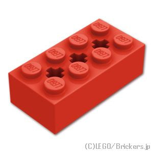 テクニック ブロック 2 x 4 - 3軸穴：[Red / レッド]