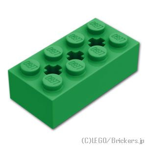 テクニック ブロック 2 x 4 - 3軸穴：[Green / グリーン]