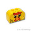 ブロック 2 x 4 x 2 - にわとりの顔プリント：[Yellow / イエロー]