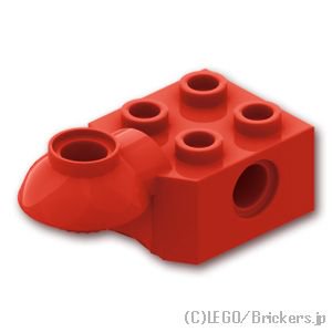 テクニック ブロック 2 x 2 - 水平ローテーションジョイント：[Red / レッド]