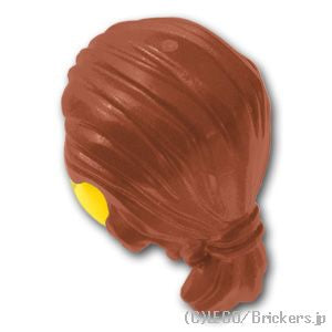 ミニフィグ ヘア - オールバックとショートポニーテール：[Reddish Brown / ブラウン]