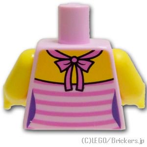トルソー - ダークピンクのストライプトップスと花のネックレス：[Bright Pink / ブライトピンク]