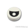 ラウンド タイル 1 x 1 - ブラックアイパターン 半眼：[White / ホワイト]